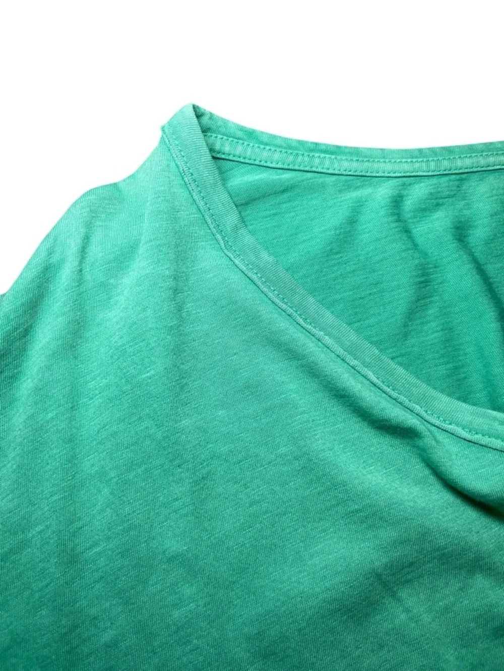 Aerie Mint Green Cotton Distressed V-Neck Oversized Boyfriend T-Shirt Size Large - Picture 14 of 16